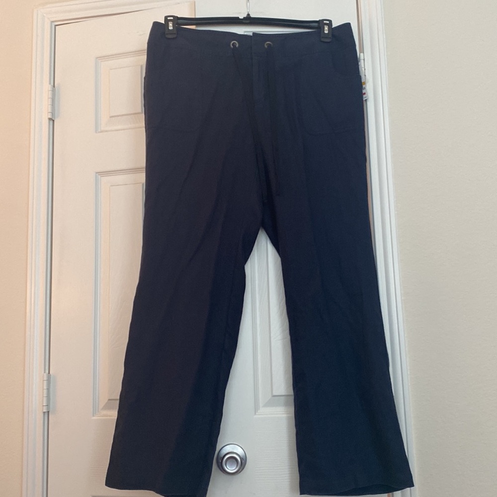 NWT Navy Linen INC wide leg pants with drawstring waist Size 16W